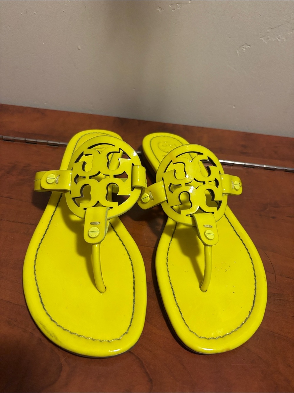 Tory Burch - Miller Yellow Logo Medallion Thong Sandals